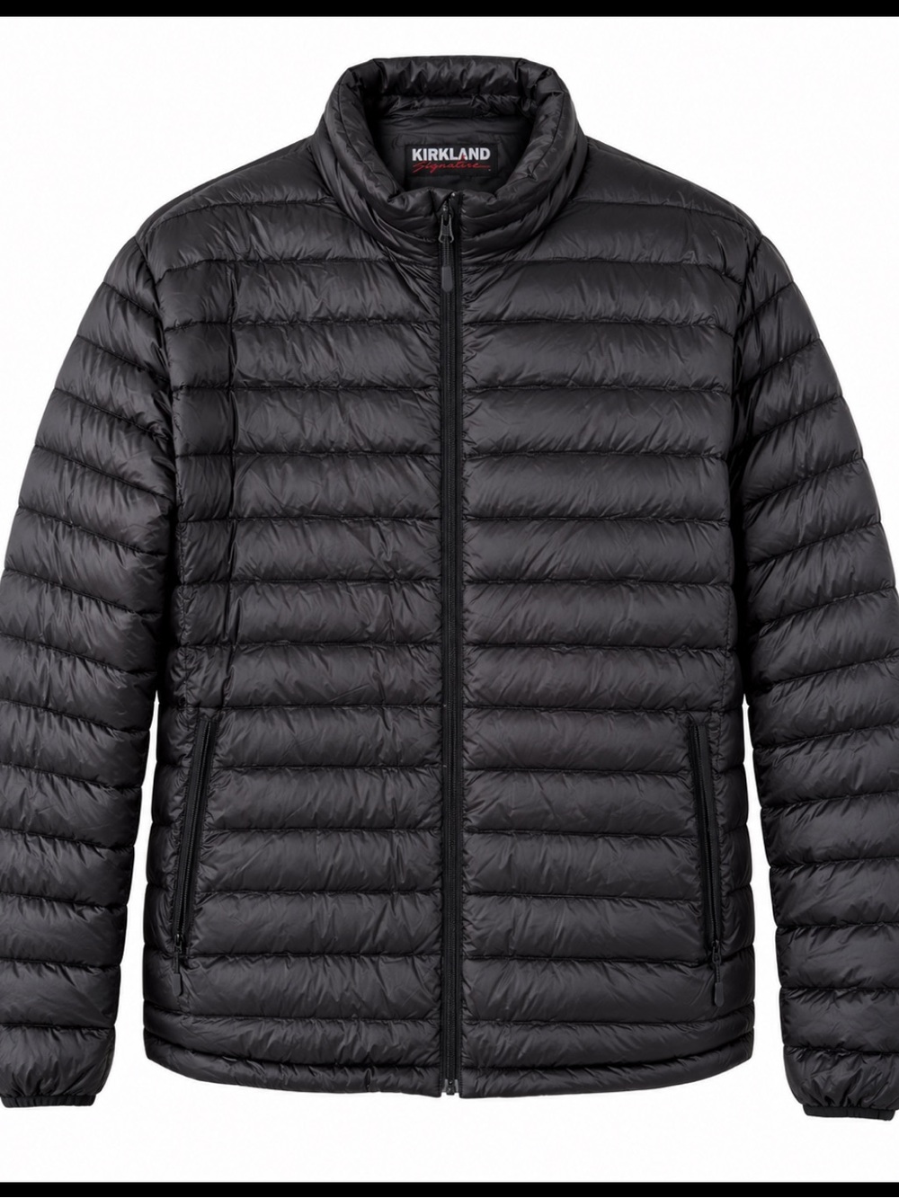 Kirkland Signature Puffer Coat Men’s Large Goose Down Feather Black Fill Zip
